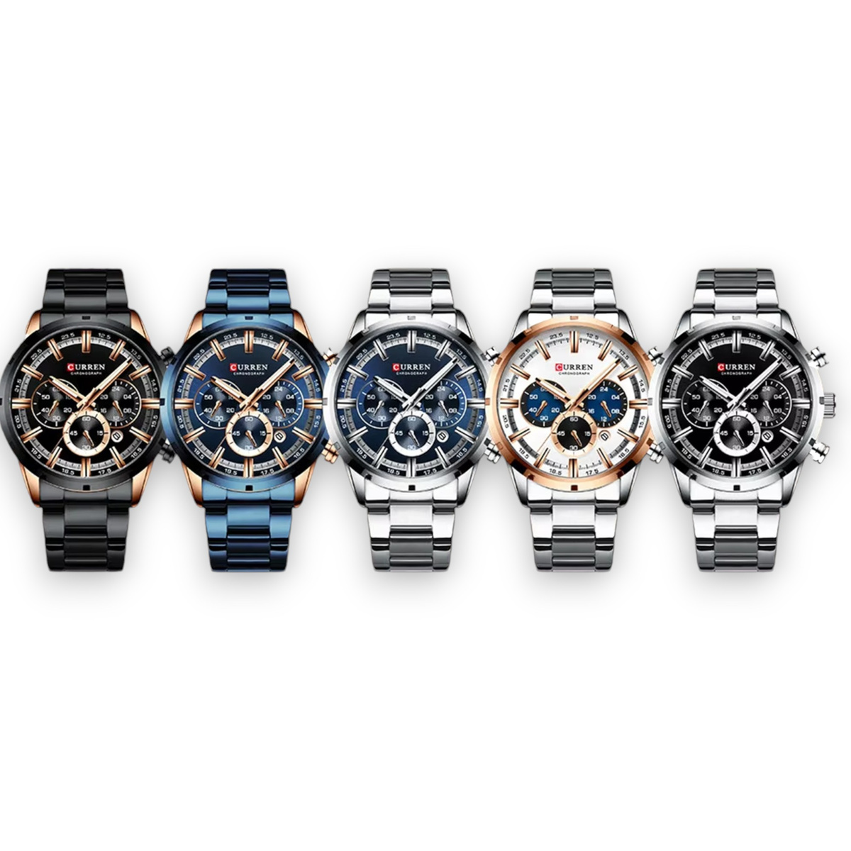 ELEGANCKI ZEGAREK MĘSKI MODNY CURREN DATOWNIK CHRONOGRAF JAPOŃSKI MECHANIZM