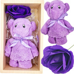 ZESTAW PREZENTOWY MIŚ PLUSZOWY RĘCZNIK WIECZNA RÓŻA PREZENT NA DZIEŃ MATKI