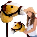 HOBBY HORSE KOŃ NA PATYKU KIJU ZABAWKA GŁOWA KONIA BRĄZOWY KONIK DŹWIĘK