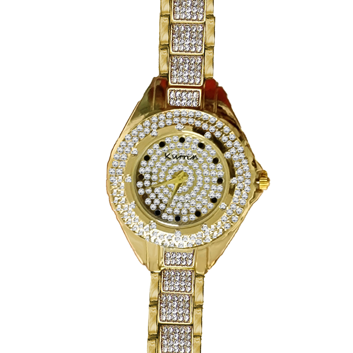 ELEGANCKI ZŁOTY ZEGAREK DAMSKI KURREN CYRKONIE KWARCOWY NA PREZENT MODNY