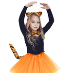 STRÓJ TYGRYSEK DLA DZIEWCZYNKI 4w1 SPÓDNICZKA OPASKA OGONEK KOSTIUM NA BAL 