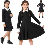 STRÓJ WEDNESDAY ADDAMS SUKIENKA NA IMPREZĘ PRZEBRANIE NA HALLOWEEN rozm M