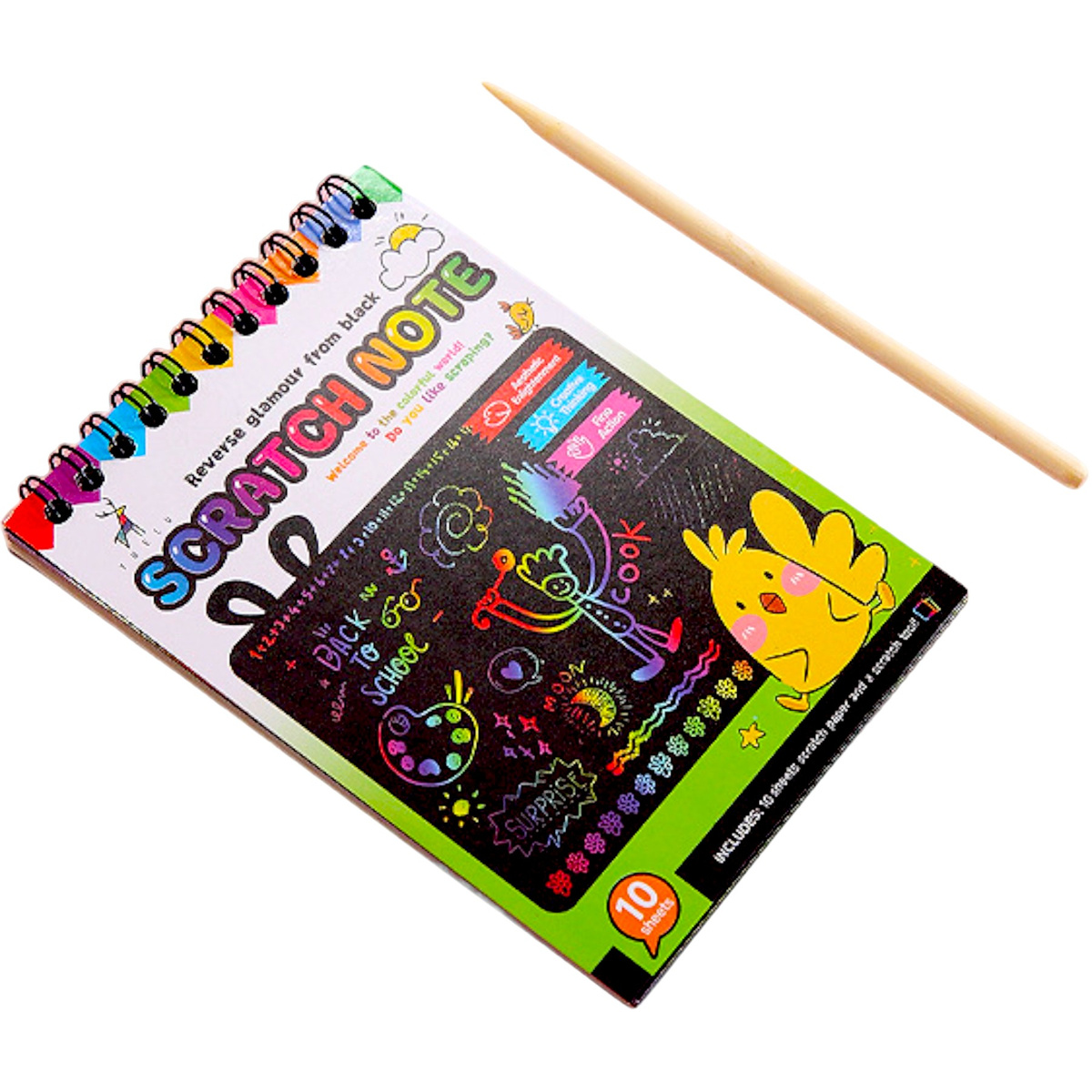 ZDRAPYWANKA TĘCZOWA NOTES WYDRAPYWANKA 10szt RYSIK NOTATNIK EDUKACYJNY