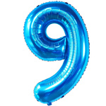 BALON FOLIOWY CYFRA 9 NIEBIESKI URODZINY URODZINOWY NA JUBILEUSZ 40cm