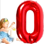BALON FOLIOWY CYFRA 0 ZERO CZERWONY URODZINOWY NA URODZINY JUBILEUSZ 80cm