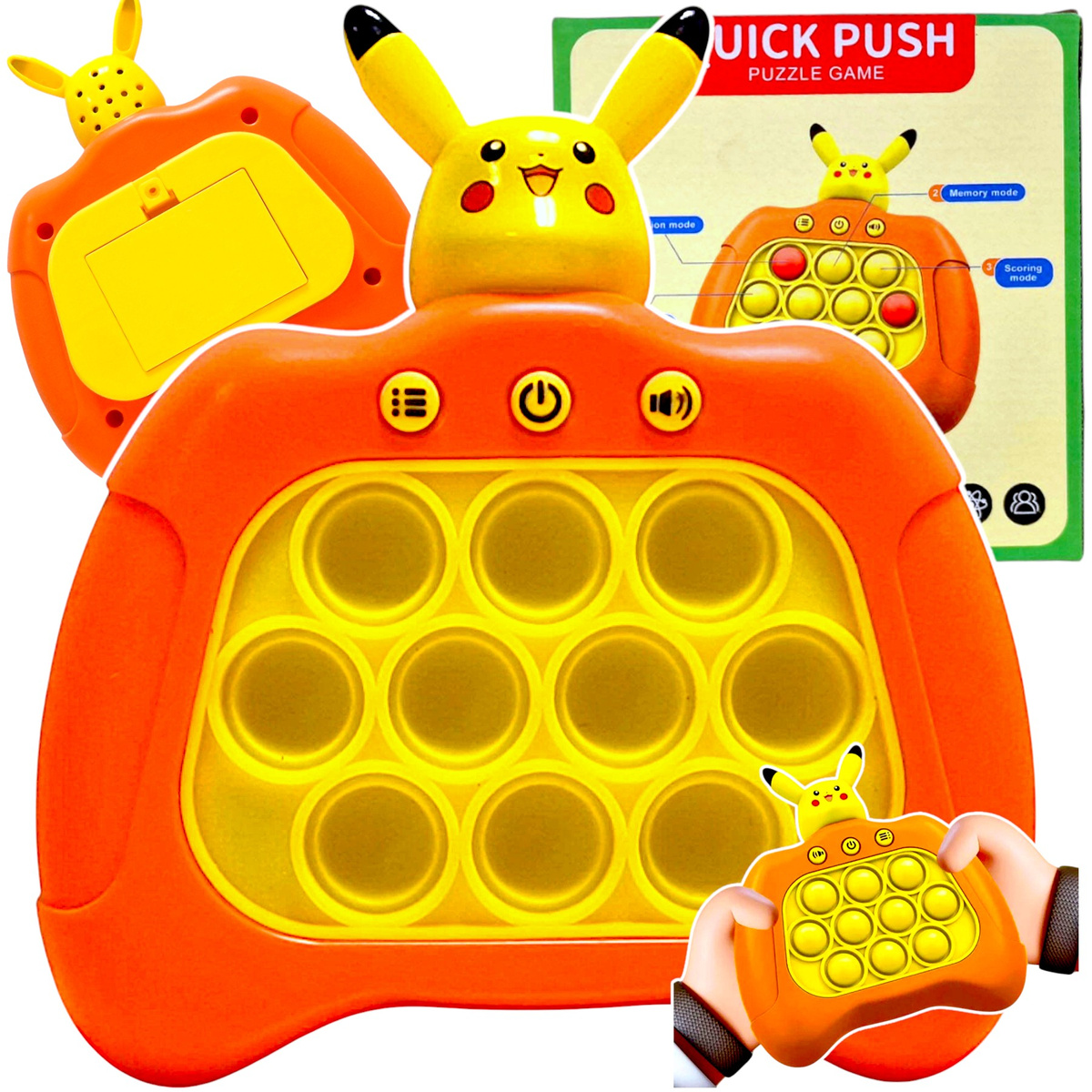 GRA ZRĘCZNOŚCIOWA POP IT ANTYSTRESOWA ELEKTRONICZNA KONSOLA POKEMON PIKACHU