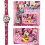 ZEGAREK DLA DZIEWCZYNKI MYSZKA MINNIE KLASYCZNY PORTFEL PORTFELIK ZESTAW