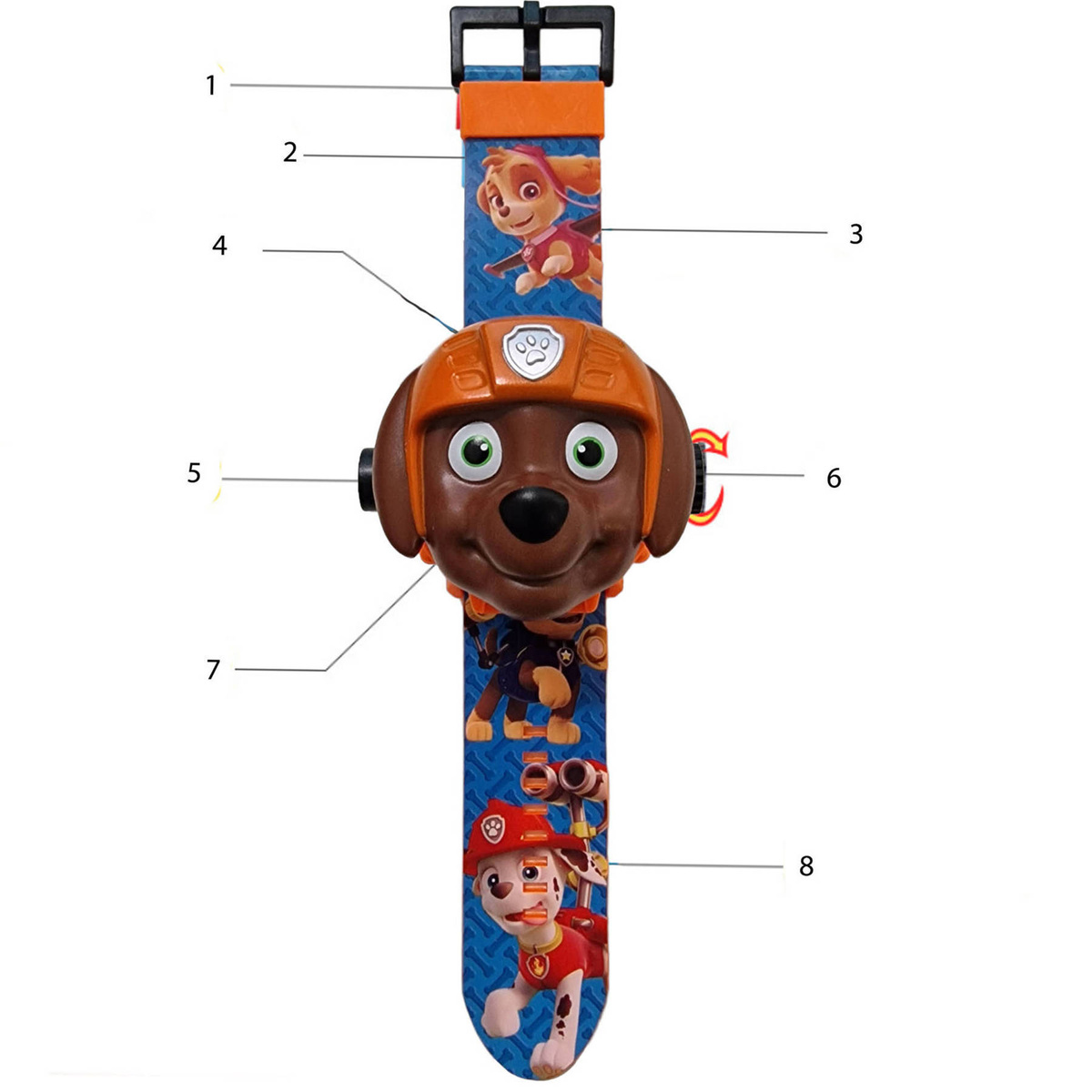 PSI PATROL ZEGAREK 3D Z PROJEKOTOREM ZUMA RZUTNIK PROJEKTOR WYŚWIETLA OBRAZ