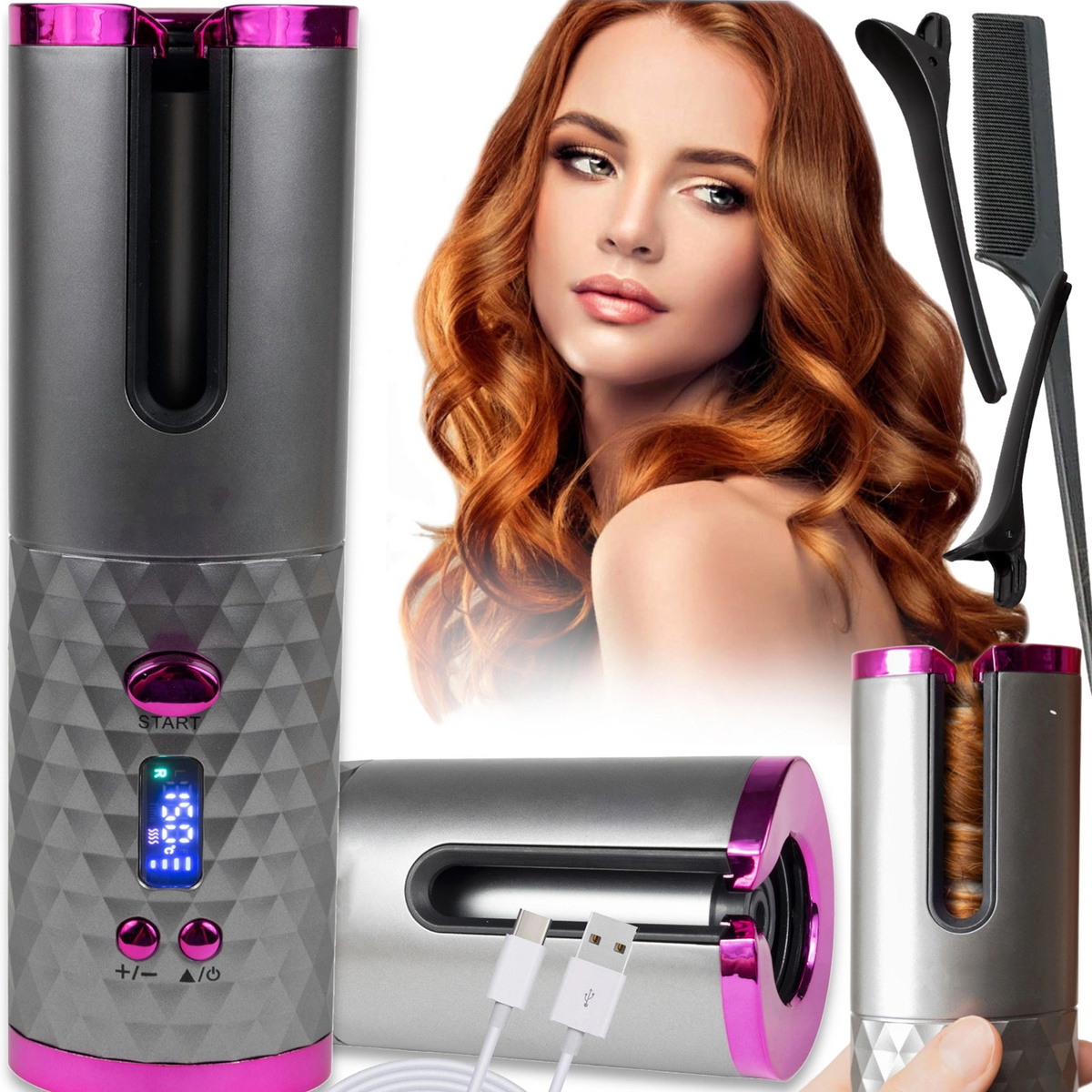 LOKÓWKA DO WŁOSÓW AUTOMATYCZNA CERAMICZNA LCD  USB AKUMULATOR NA PREZENT