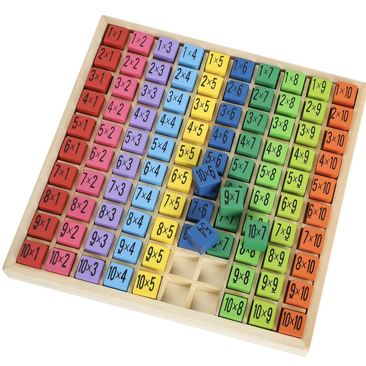 DREWNIANA TABLICZKA MNOŻENIA UKŁADANKA LOGICZNA NAUKA LICZENIA DO 100 