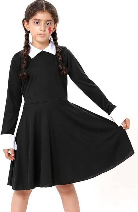 STRÓJ WEDNESDAY ADDAMS SUKIENKA NA IMPREZĘ PRZEBRANIE NA HALLOWEEN rozm S