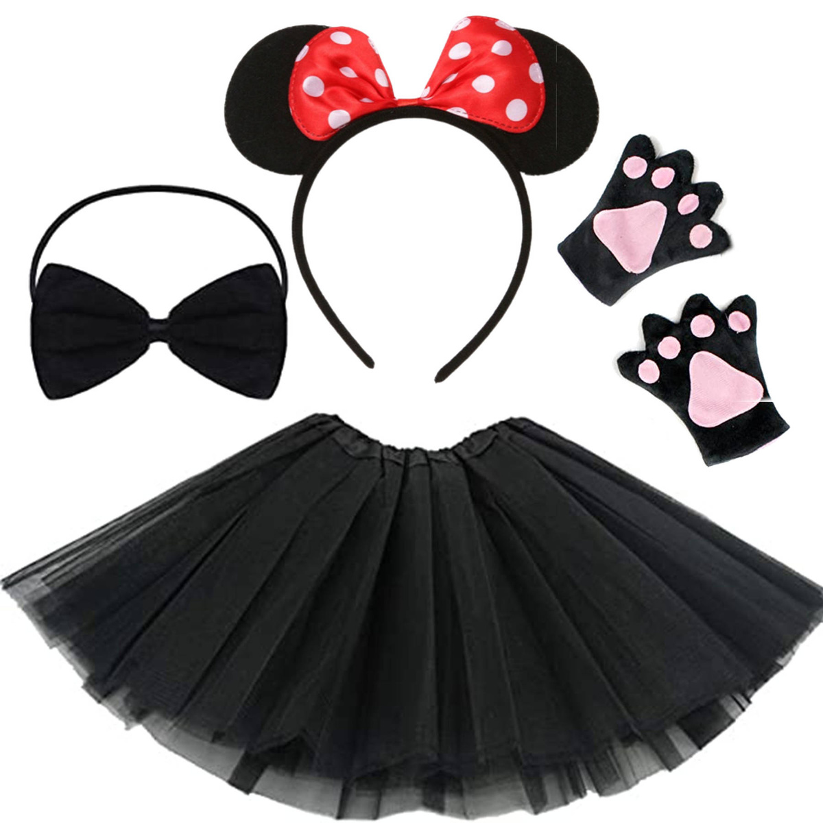 KOSTIUM MYSZKA MIKI MICKEY DLA DZIEWCZYNKI BAL KARNAWAŁOWY SPÓDNICZKA 4w1