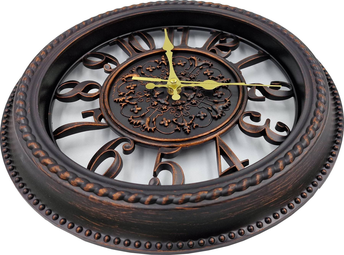 KLASYCZNY ELEGANCKI ŚCIENNY ZEGAR ZE ZŁOTYMI AKCENTAMI  NA ŚCIANE DUŻY 30cm