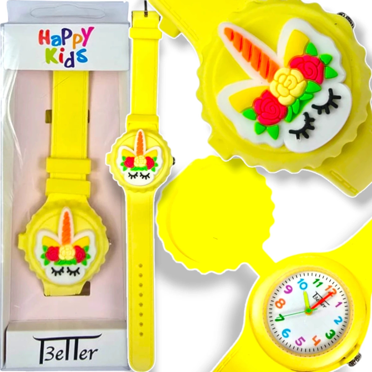 ZEGAREK DZIECIĘCY HAPPY KIDS JEDNOROŻEC EDU NA PREZENT PIERWSZY ZEGAREK