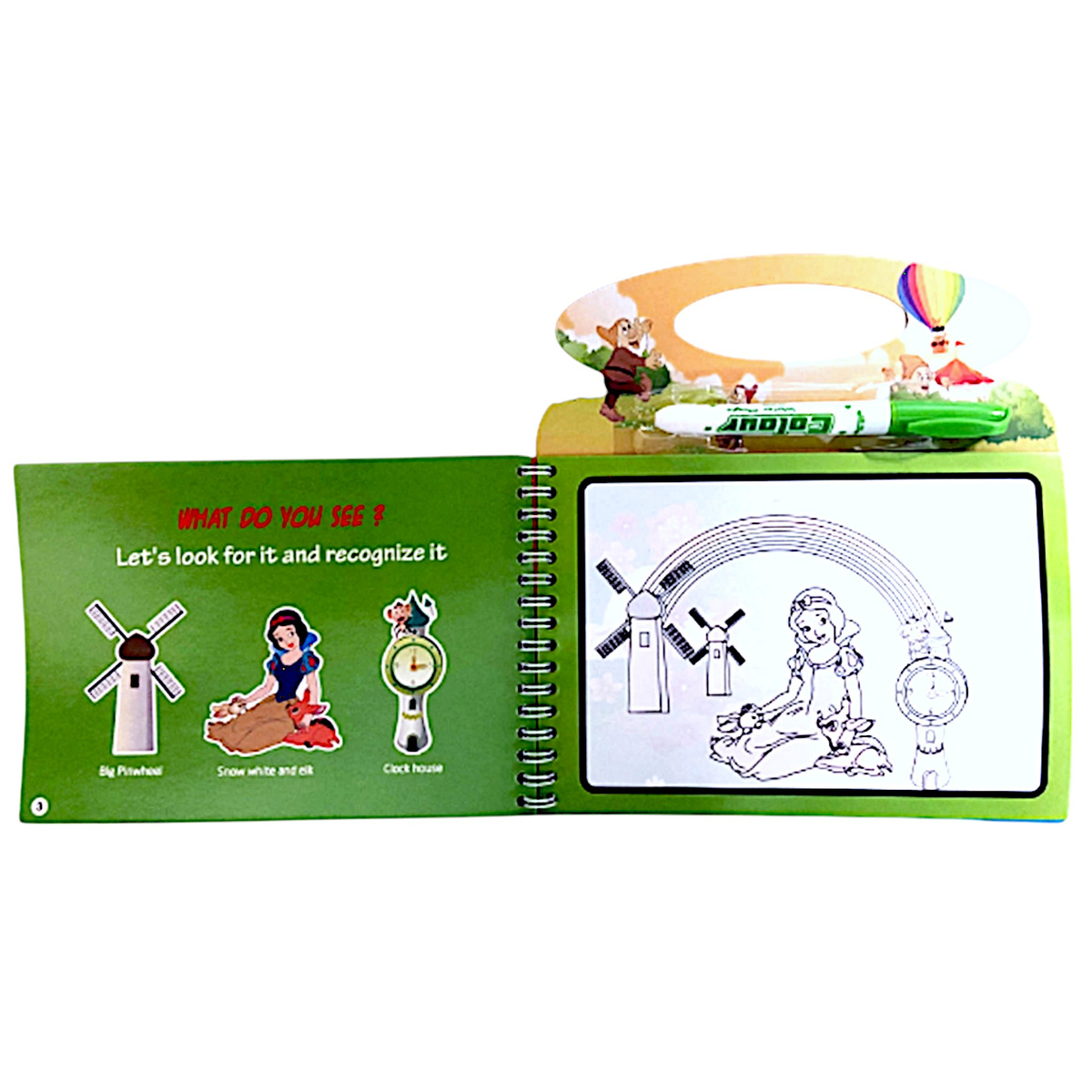 WODNA KOLOROWANKA KRÓLEWNA ŚNIEŻKA MAGICZNY FLAMASTER MAZAK 4 OBRAZKI