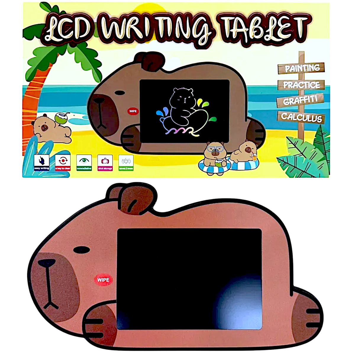 KAPIBARA TABLET DO RYSOWANIA DLA DZIECI TABLICA EDUKACYJNA KOLOROWY EKRAN 