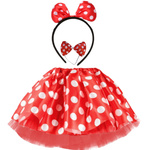 STRÓJ DLA DZIEWCZYNKI MYSZKA MINNIE KOSTIUM OPASKA MUCHA SPÓDNICZKA 3w1