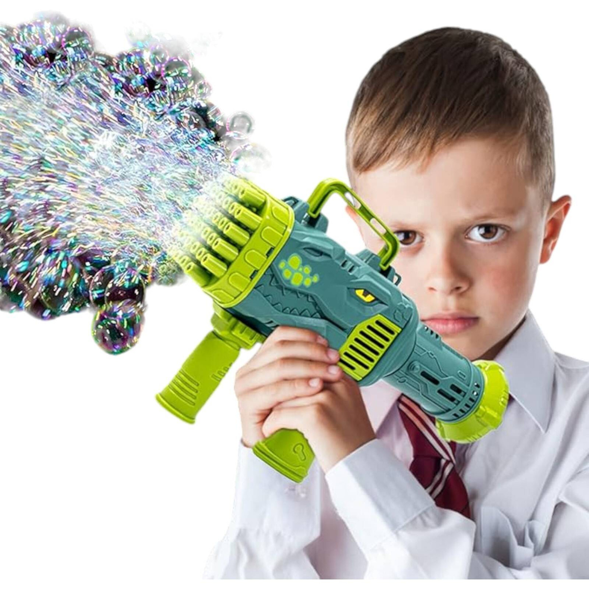 PISTOLET DO BANIEK MYDLANYCH AUTOMAT DINOZAUR MASZYNKA BAŃKI MYDLANE + PŁYN