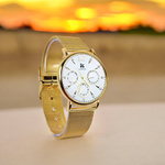 KLASYCZNY ELEGANCKI ZŁOTY ZEGAREK DAMSKI BRANSOLETA PREZENT NA CO DZIEŃ