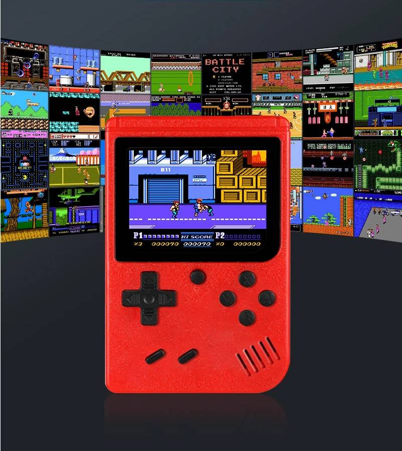 KONSOLA PRZENOŚNA RETRO MINI GAME BOX 400 GIER PAD + PAD TV KOLOROWE GIERKI