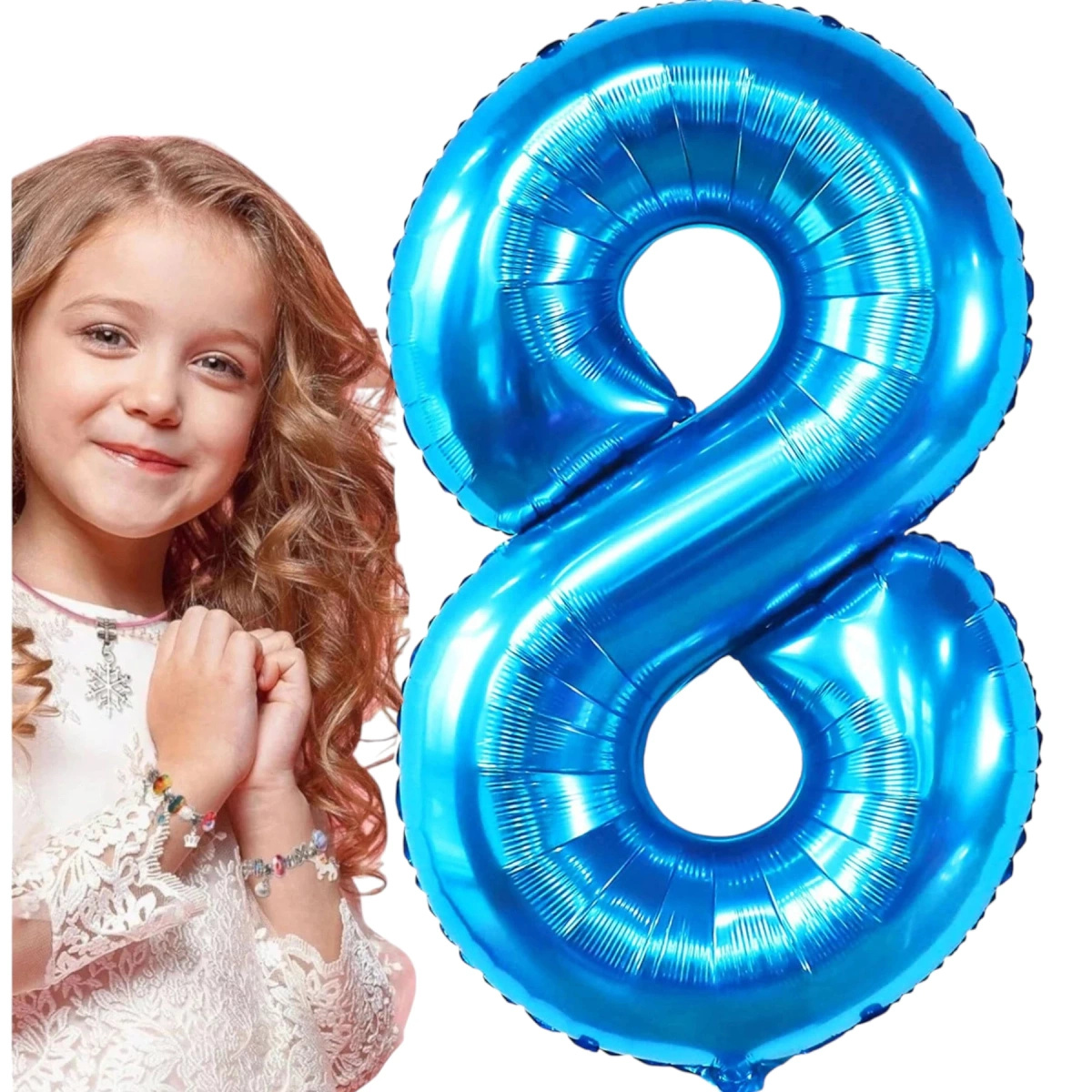 BALON FOLIOWY CYFRA 8 NIEBIESKI NA URODZINY IMPREZĘ JUBILEUSZ 100cm