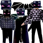 MINECRAFT Strój dla chłopca Smok Enderu rozmiar L (130-140) + miecz + karabin