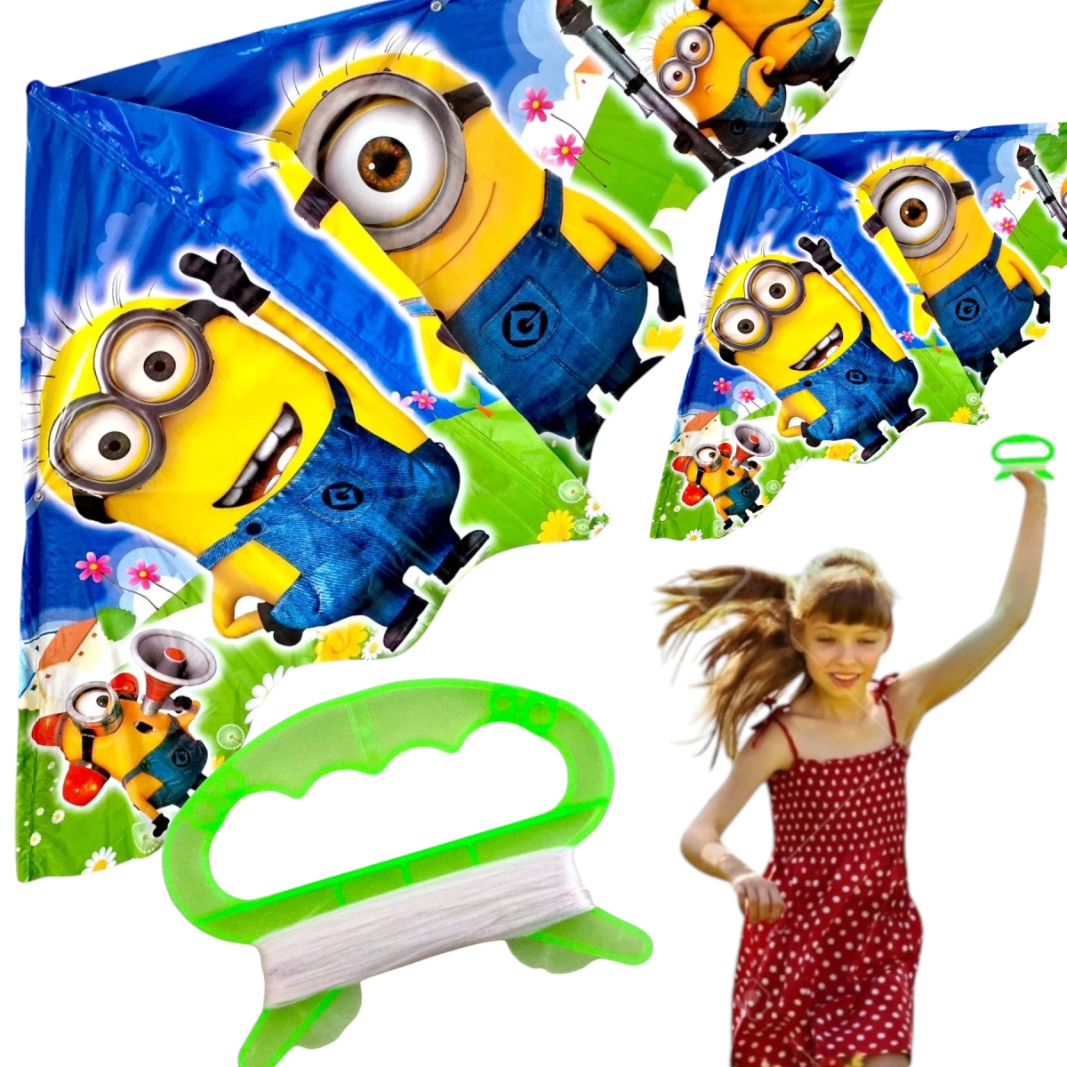 DUŻY LATAWIEC DLA DZIECI MINIONKI 120x60 CM XXL MINIONS GRU DRU + ŻYŁKA