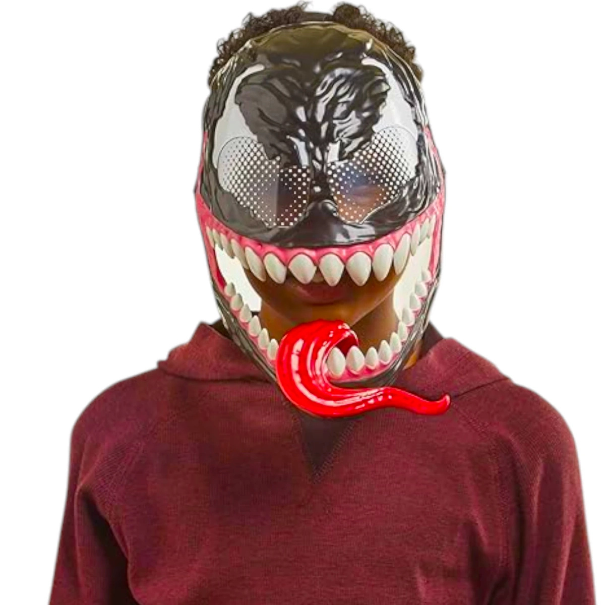 MASKA VENOM ŚWIECĄCA DLA DZIECI ŚWIECI PRZEBRANIE NA BAL KOSTIUM Z JĘZYKIEM