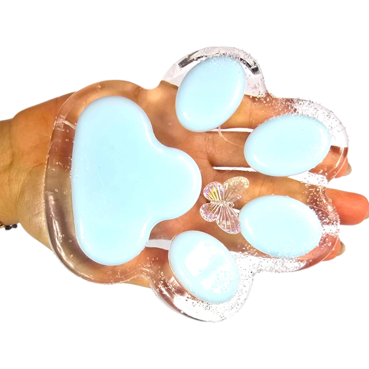 GNIOTEK ANTYSTRESOWY KOCIA ŁAPKA Z MOTYLEM ZABAWKA SENSORYCZNA ANTYSTRESOWA