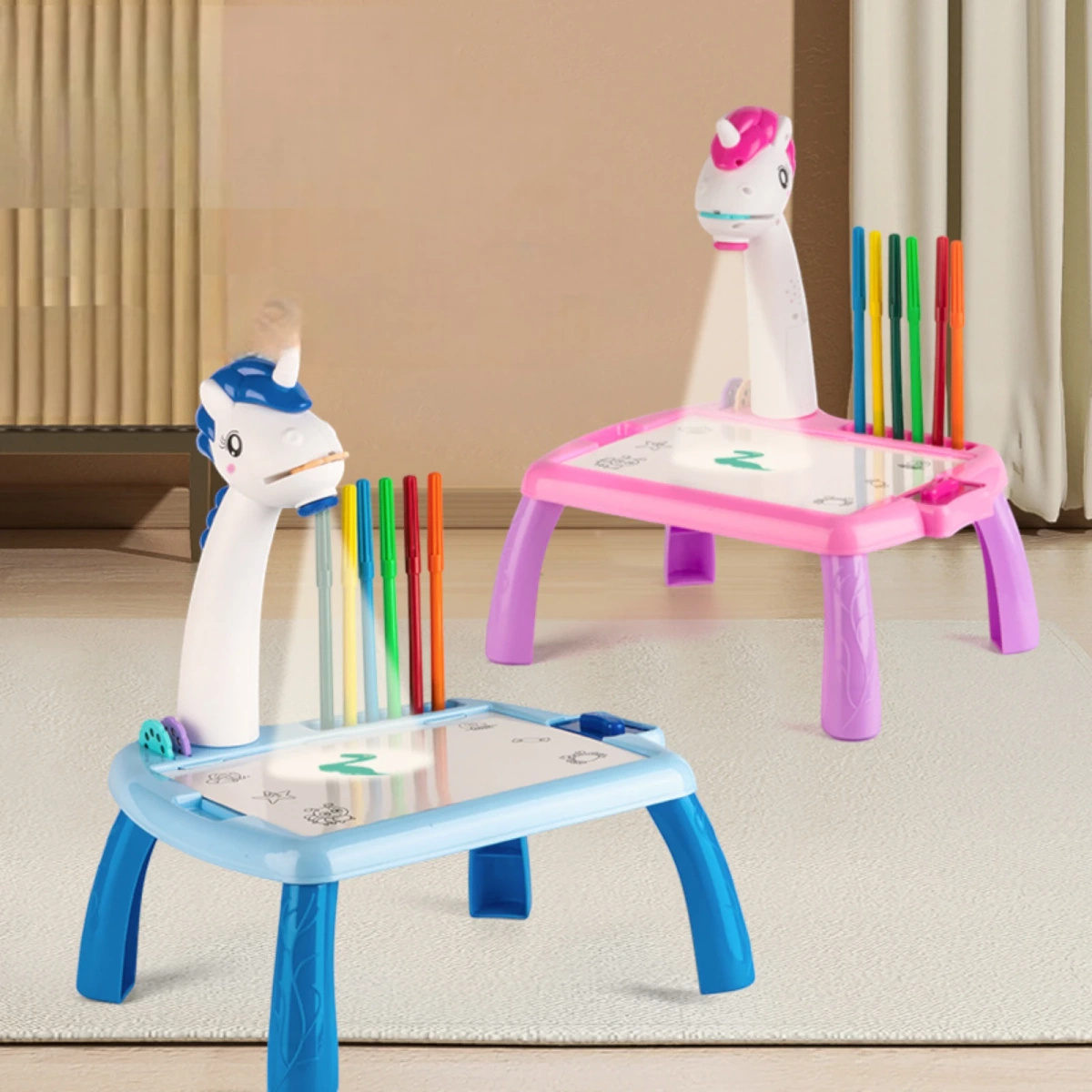 MAGICZNY STOLIK DO RYSOWANIA Z PROJEKTOREM TABLICA DUŻA ŚWIECI STÓŁ BIURKO