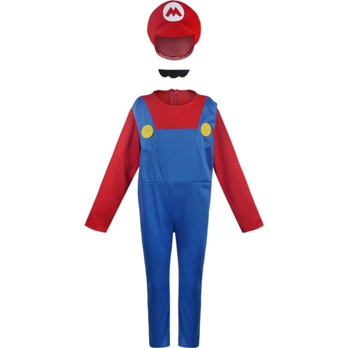 STRÓJ SUPER MARIO PRZEBRANIE DLA CHŁOPCA KOSTIUM NA BAL 4w1 CZAPKA WĄSY r L