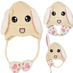 CZAPKA Z RUCHOMYMI USZAMI ZIMOWA KRÓLIK ŁAPKI USZY CIEPŁA Z ŁAPKAMI USZKA