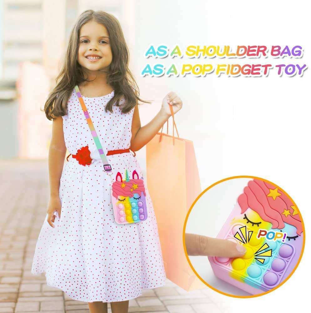 TOREBKA POP IT JEDNOROŻEC PUSH BUBBLE SENSORYCZNA 