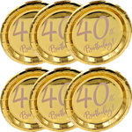 6x TALERZYKI PAPIEROWE ZŁOTE 40 URODZINY ZESTAW EKOLOGICZNE