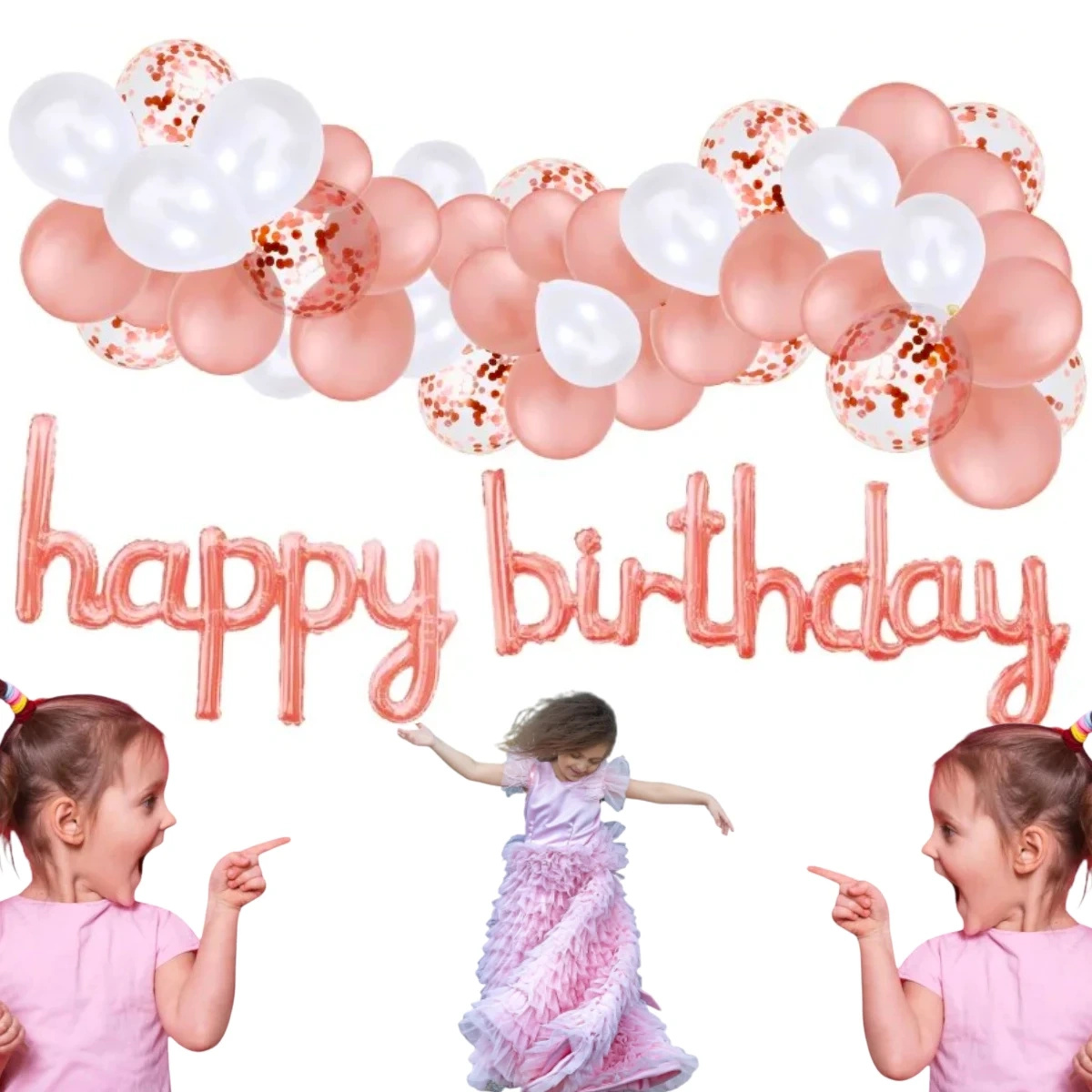 ZESTAW BALONÓW URODZINOWYCH DLA DZIEWCZYNKI BALONY NA URODZINY 42szt