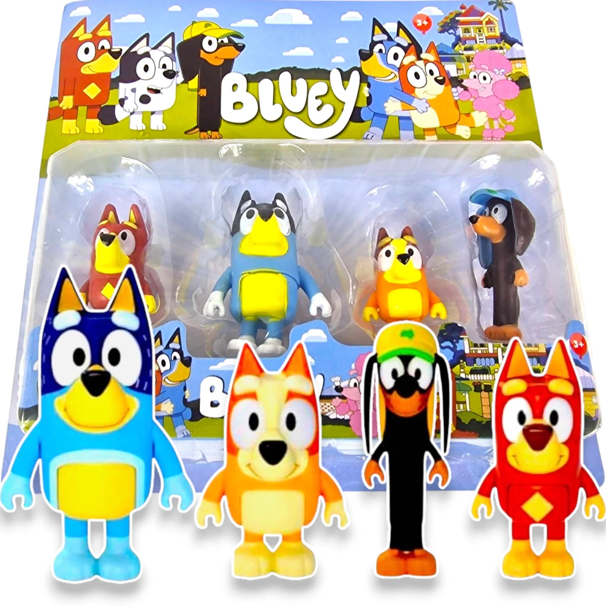ZESTAW FIGUREK BLUEY I BINGO PRZYJACIELE 4 SZT FIGURKI Z BAJKI FIGURKA 