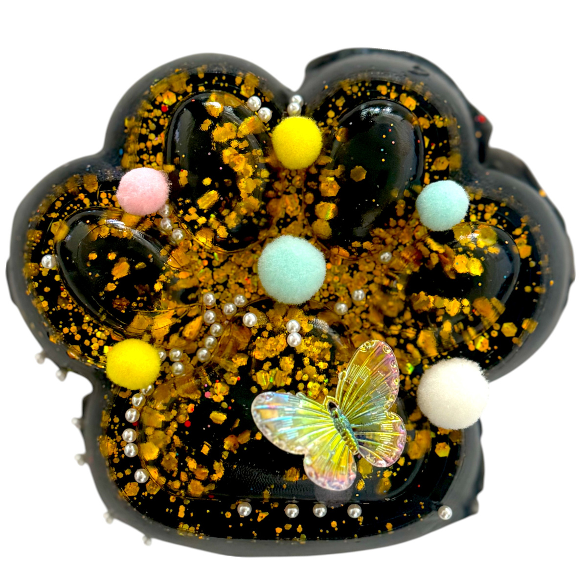 GNIOTEK ANTYSTRESOWY KOCIA ŁAPKA Z POSYPKĄ ZABAWKA SENSORYCZNA ANTYSTRESOWA