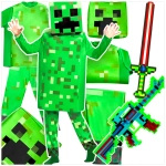 MINECRAFT Strój dla chłopca CREEPER / kostium na bal rozmiar S 110-120 cm + miecz + karabin