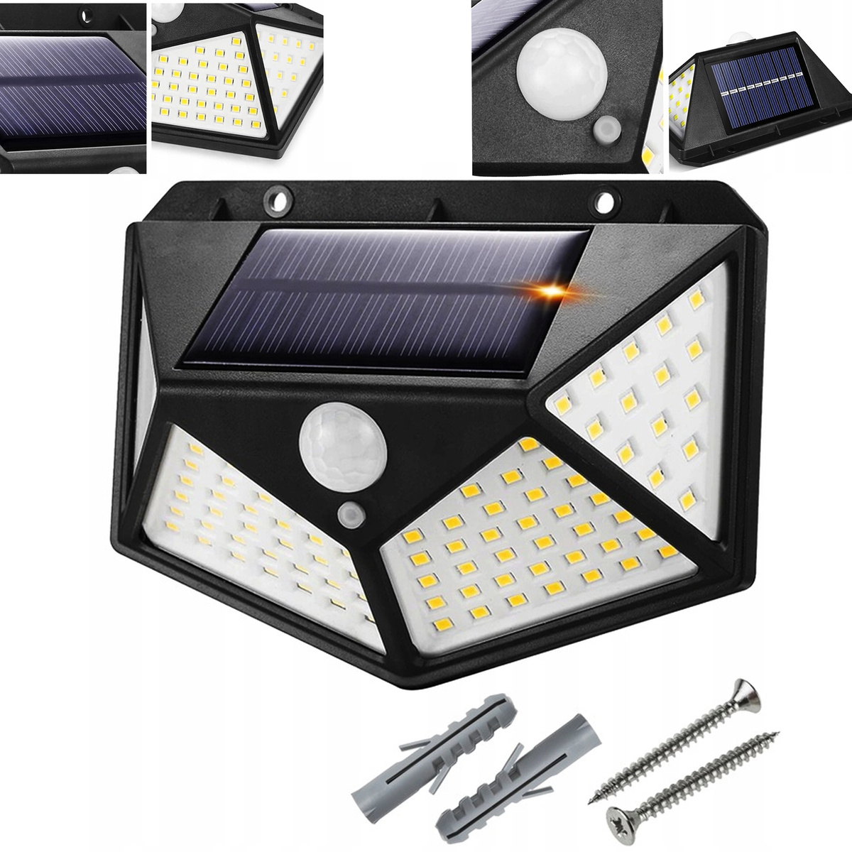 Lampa Solarna z Czujnikiem Ruchu i Zmierzchu 100LED Mocne Światło Czujnik