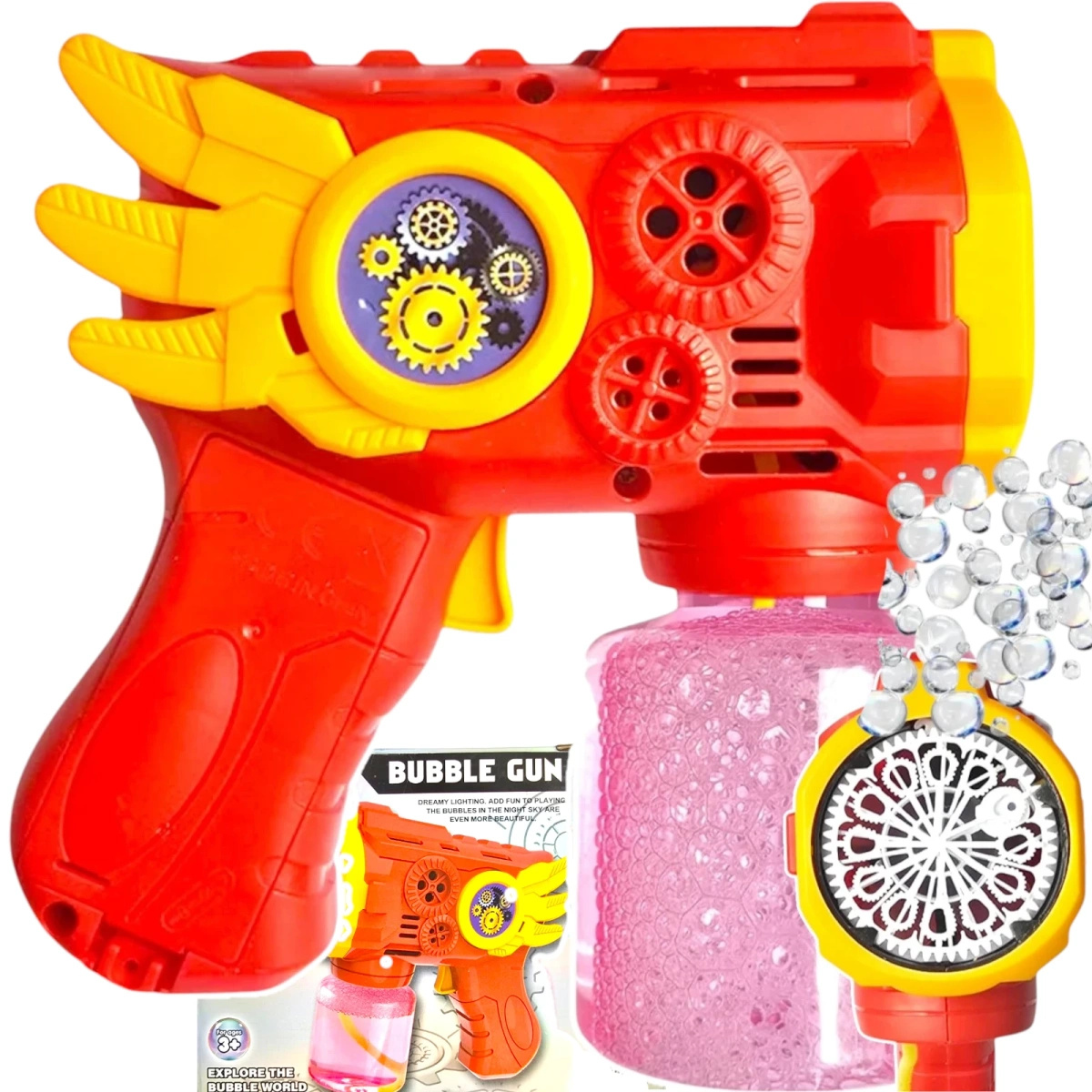 PISTOLET DO BANIEK MYDLANYCH MASZYNKA WYRZUTNIA BAŃKI MYDLANE + PŁYN