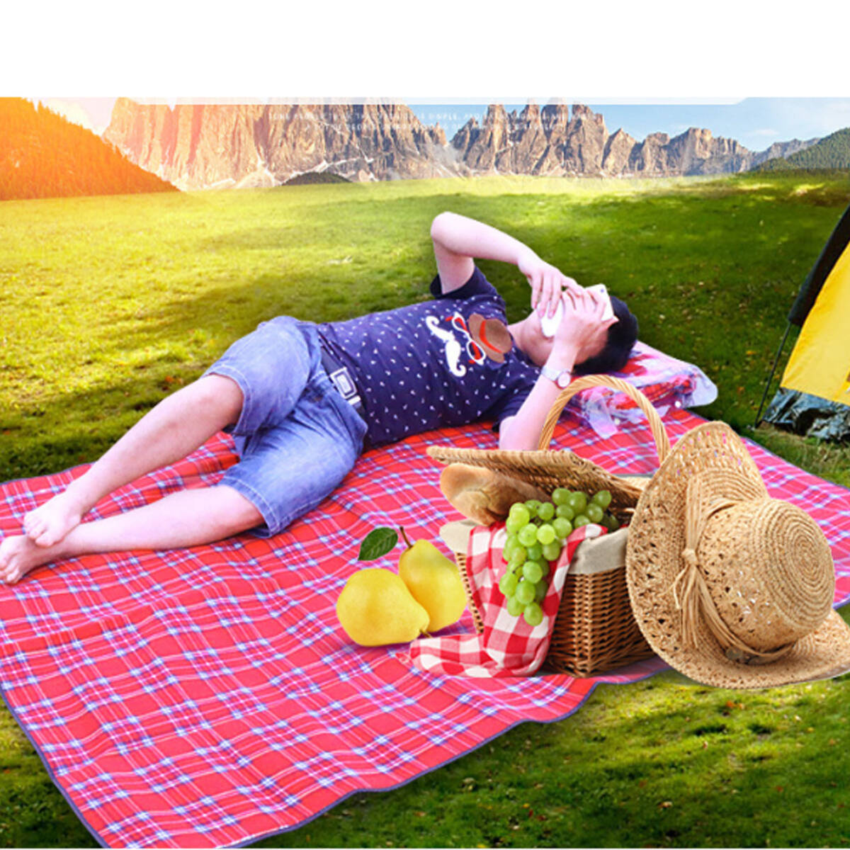 KOC PIKNIKOWY NA PLAŻĘ MATA BIWAKOWA WODOODPORNA PRZENOŚNA DUŻA 2x2m KRATA