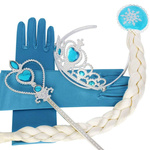 STRÓJ KRAINA LODU ELZA 4w1 WARKOCZ RĘKAWICZKI TIARA RÓŻDŻKA PRZEBRANIE 