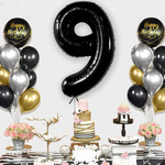 BALON FOLIOWY CYFRA 9 CZARNY NA URODZINY IMPREZĘ URODZINOWĄ 40cm