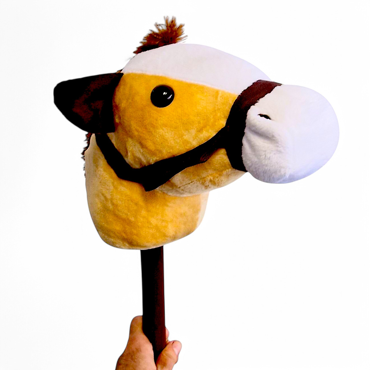 HOBBY HORSE KOŃ NA PATYKU KIJU ZABAWKA GŁOWA KONIA BRĄZOWY KONIK DŹWIĘK