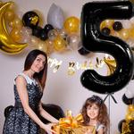 BALON NA 5 URODZINY FOLIOWY CYFRA 5 PIĘĆ CZARNY NA HEL POWIETRZE 100CM