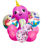 ZESTAW BALONY URODZINOWE KONFETTI 9el BABY SHARK  NA IMPREZĘ DLA DZIECI