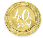 6x TALERZYKI PAPIEROWE ZŁOTE 40 URODZINY ZESTAW EKOLOGICZNE