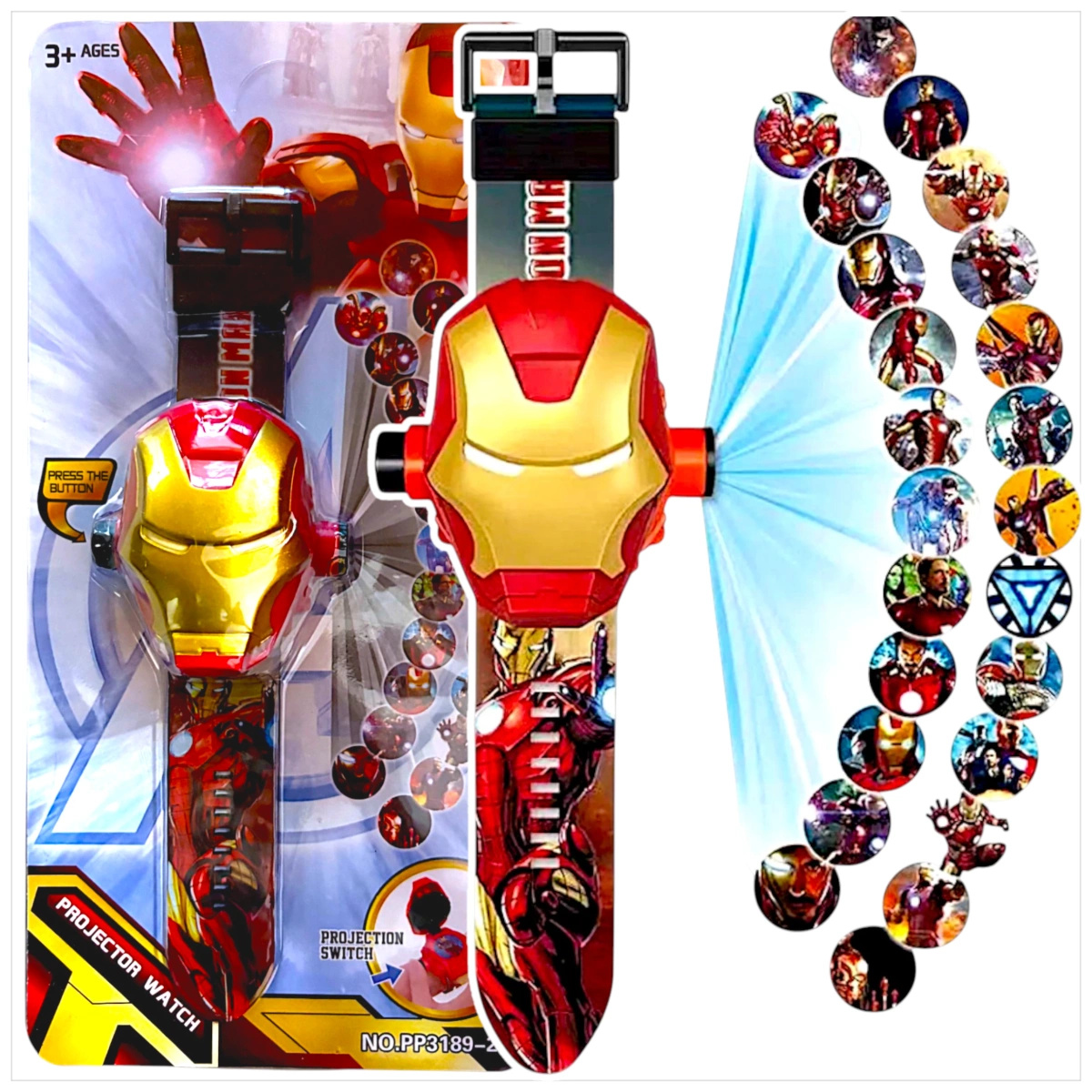 ZEGAREK Z PROJEKTOREM DLA DZIECI IRON-MAN 3D WYŚWIETLA OBRAZKI RZUTNIK