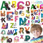 NAKLEJKI ŚCIENNE 3D DLA DZIECI ALFABET ZWIERZĘTA OZDOBA POKOJU NA ŚCIANĘ