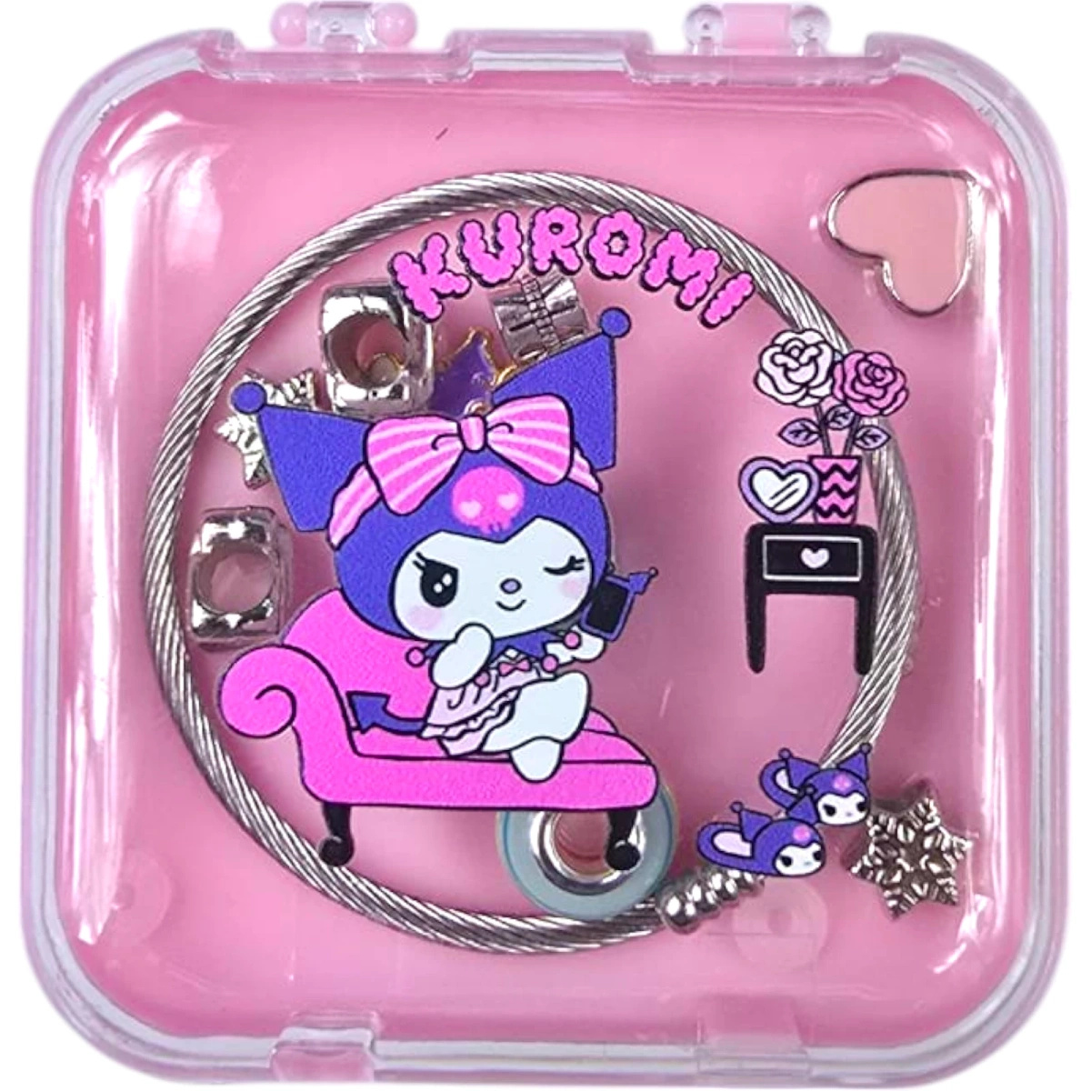 ZESTAW BIŻUTERII KUROMI BRANSOLETKA Z 9 ZAWIESZKAMI KREATYWNY PREZENT